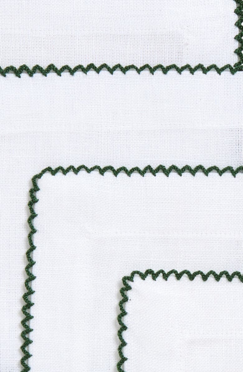 Tina Chen Designs Picot Edge Set of 4 Linen Cocktail Napkins, Alternate, color, Evergreen