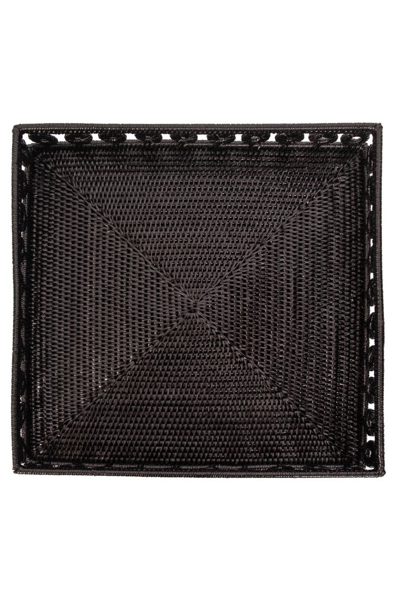 Artifacts Trading Company<sup>™</sup> Artifacts Rattan Inna Design Square Tray With Glass Insert, Alternate, color, Tudor Black