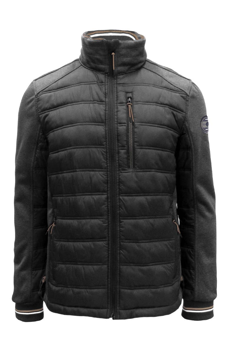 Point Zero CUT AND SEW TEXTURED NYLON TRANSITIONAL JACKET, Main, color, Black