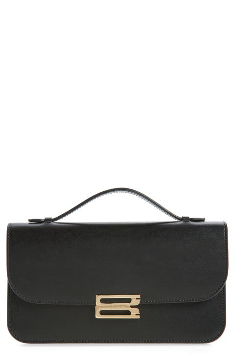 Midi Dorian Leather Top Handle Pouchette Bag