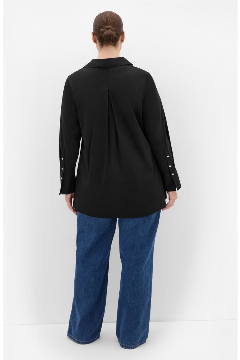 Elevated Stretch Woven Button-Up Shirt, Alternate, color, BLACK