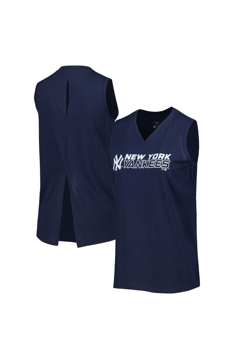 LEVELWEAR Women's Levelwear  Navy New York Yankees Paisley Chase V-Neck Tank Top, Main, color, Navy