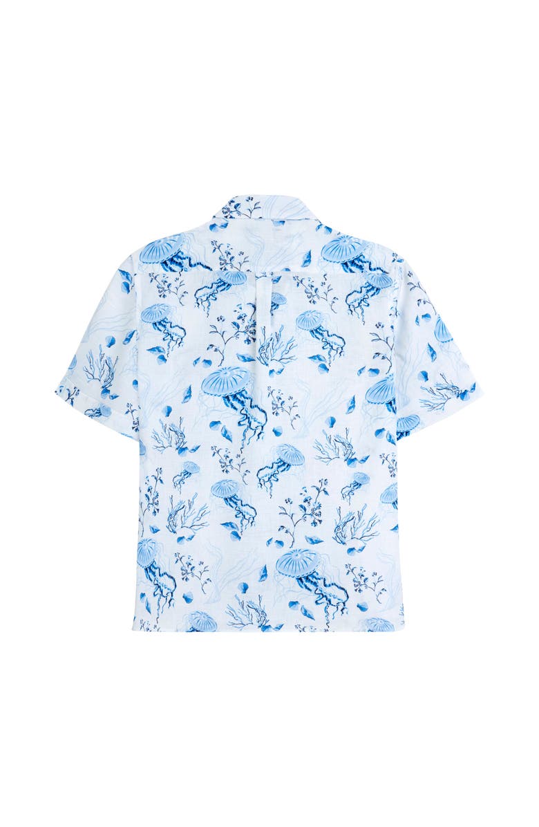 Vilebrequin Bowling Linen Shirt Medusa and Shells, Alternate, color, White