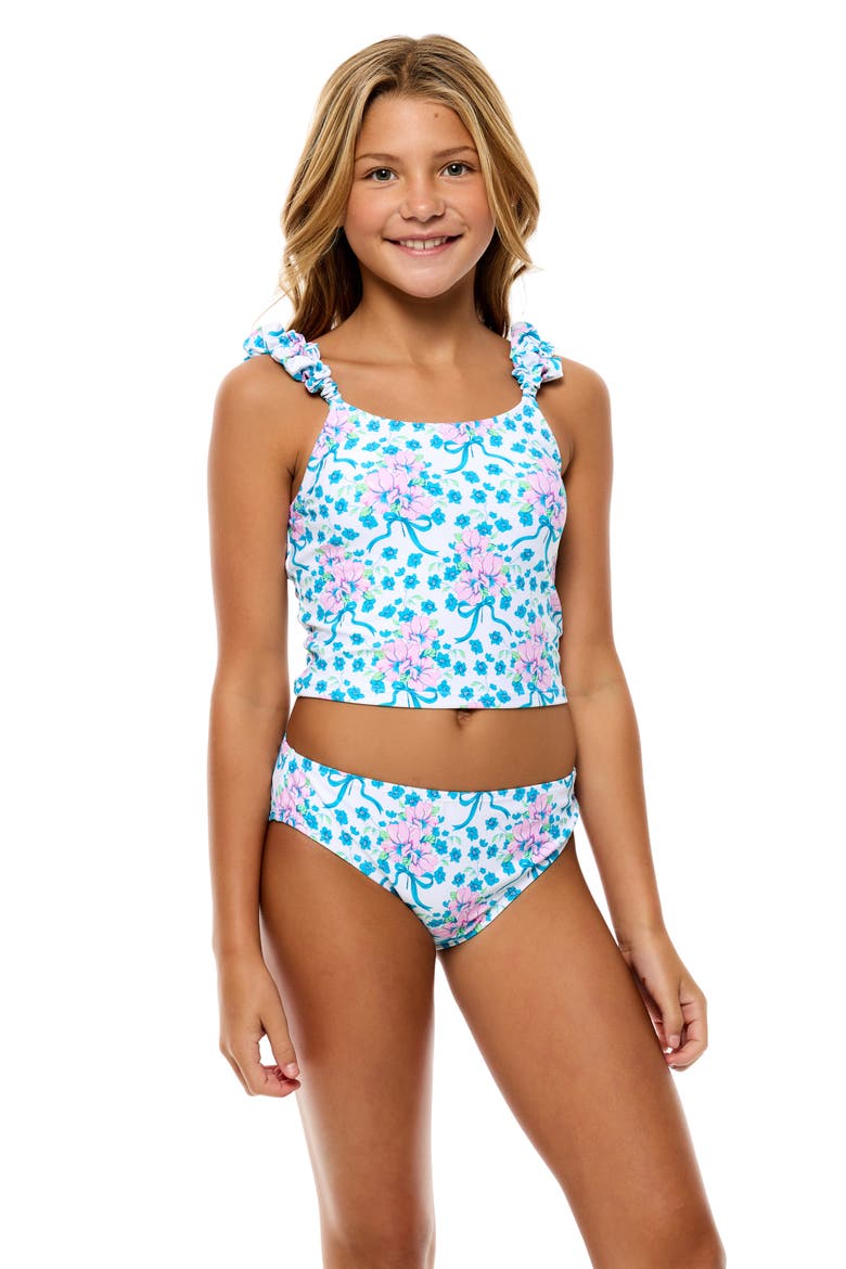 Kids' Puff Strap Two-Piece Swimsuit, Alternate, color, WHITE