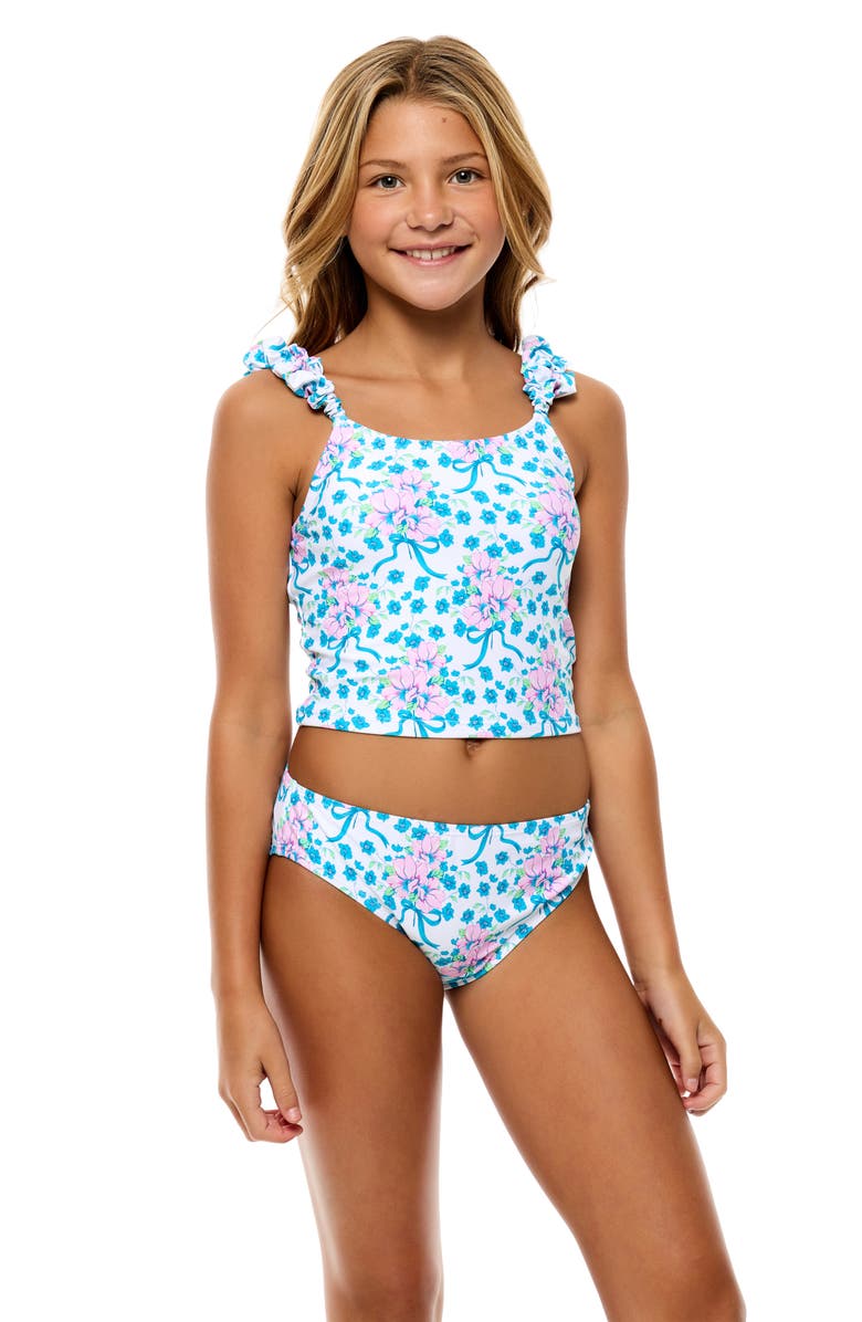 Beach Lingo Kids' Puff Strap Two-Piece Swimsuit, Alternate, color, White