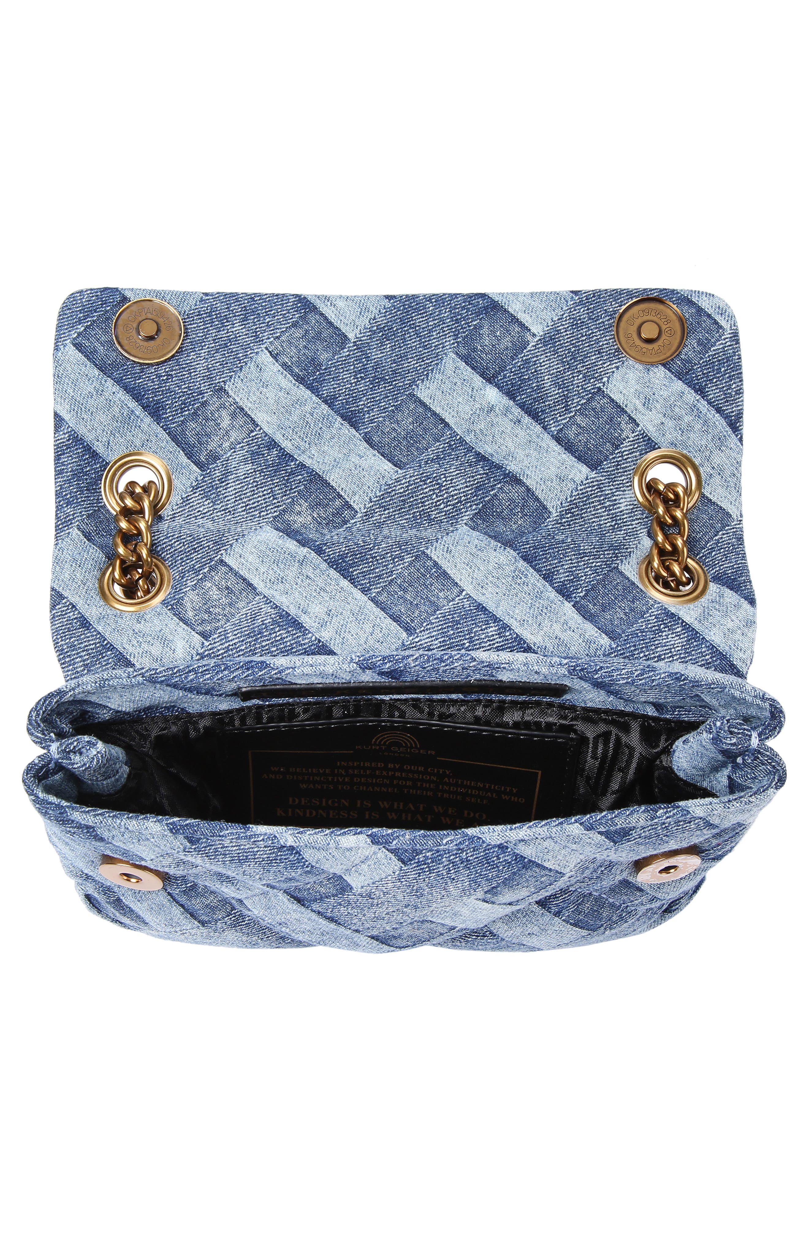 Kurt Geiger London Mini Kensington Denim Crossbody Bag, Alternate, color, Navy