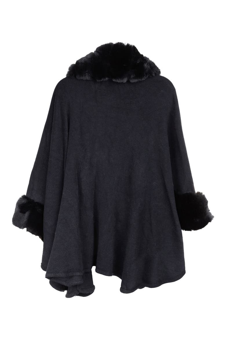 Filippa Faux Fur Trim Cardigan, Alternate, color, BLACK