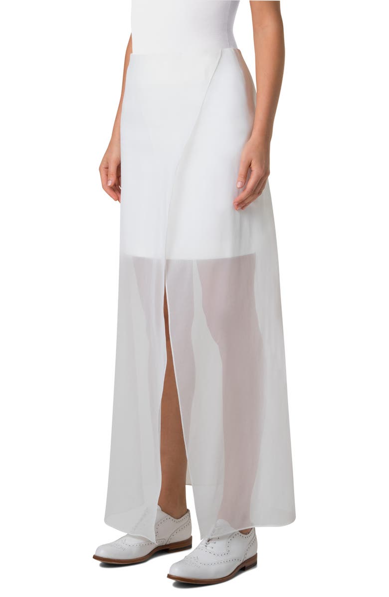 Akris Layered Mixed Media Skirt, Alternate, color, Ecru