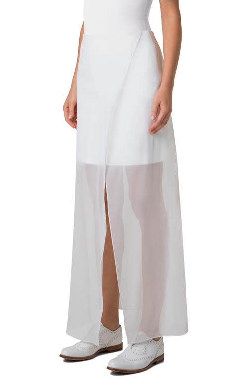 Akris Layered Mixed Media Skirt In Ecru