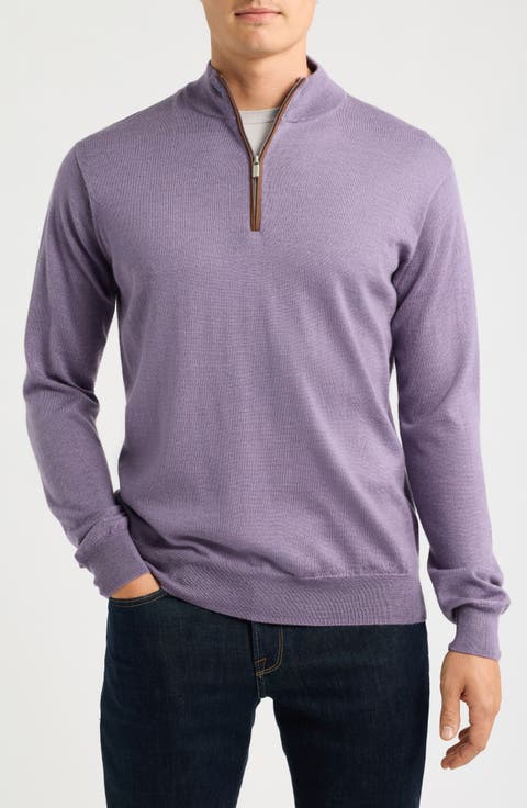 Autumn Crest Suede Trim Quarter Zip Sweater