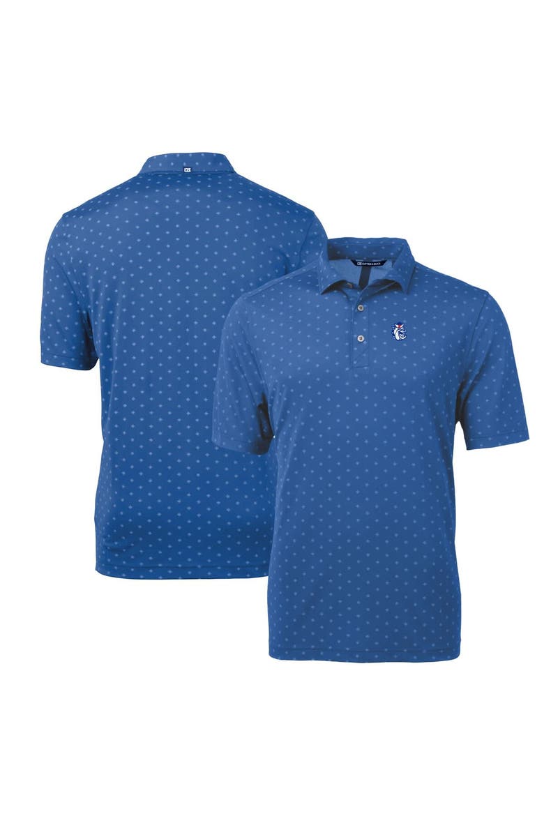Men's Cutter & Buck Blue Fresno State Bulldogs Virtue Eco Pique Tile Recycled Polo, Main, color, Blue