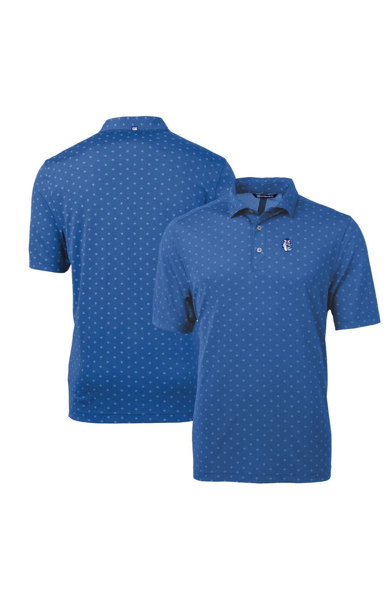 Cutter & Buck Men's Cutter & Buck Blue Fresno State Bulldogs Virtue Eco Pique Tile Recycled Polo, Main, color, 