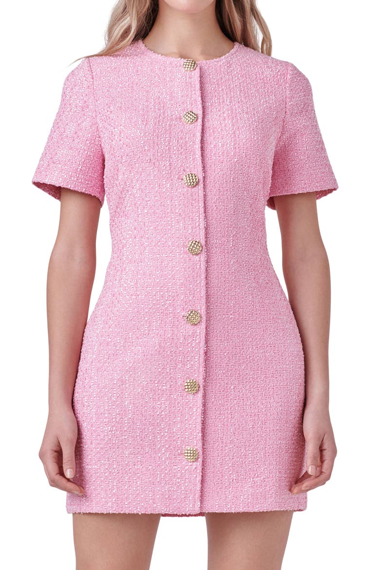 Tweed Sheath Dress, Alternate, color, PINK