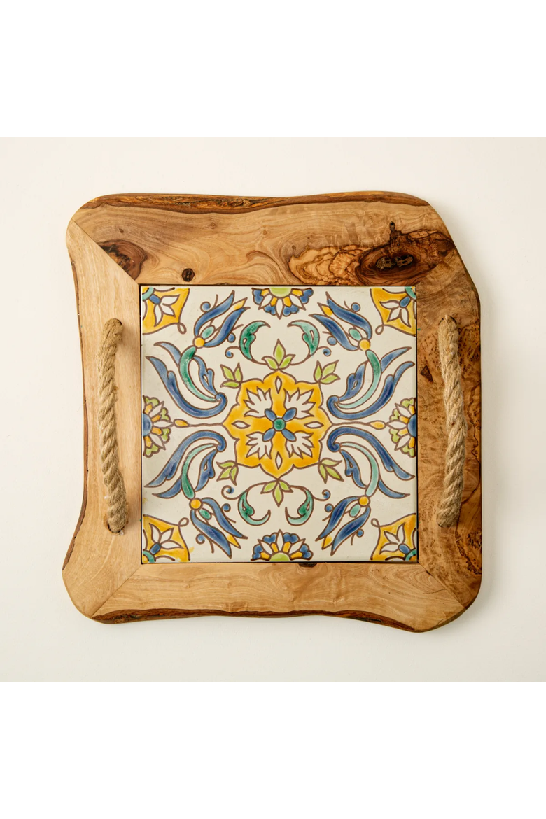 Tunisian Small Bites Serving Tray by Kamsah, Alternate, color, Light Brown / White