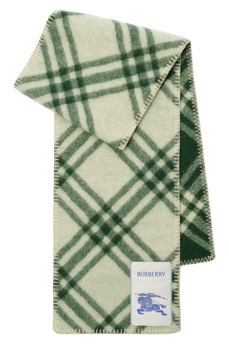 Medium Tribar Check Wool Scarf, Alternate, color, TENNIS GREEN