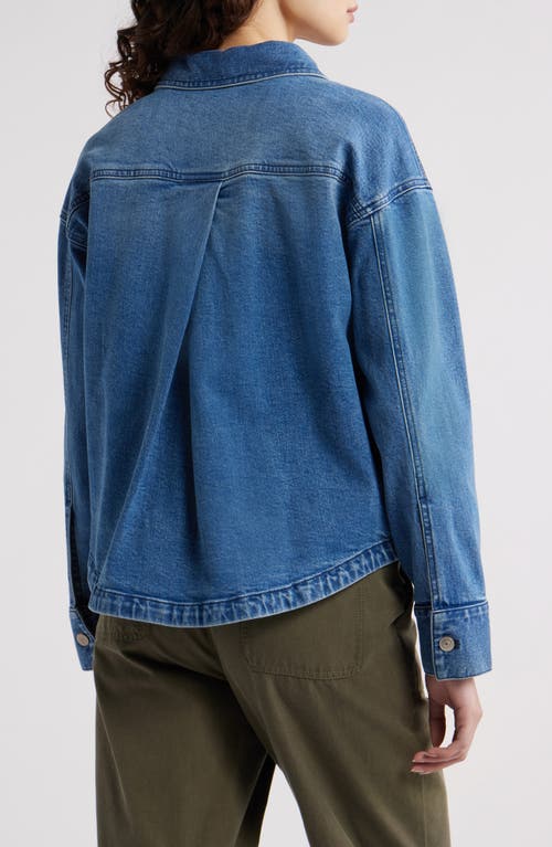 Shop Treasure & Bond Back Pleat Denim Jacket In Medium Wash
