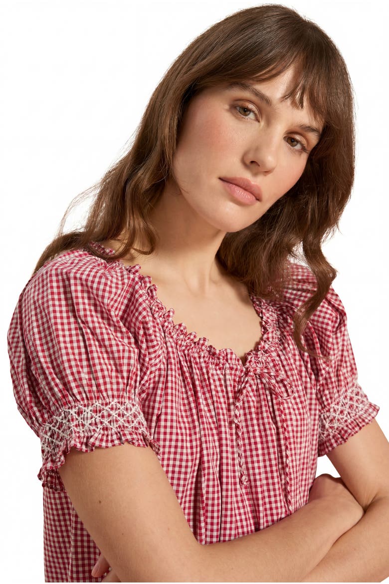 Clover Long Nightdress, Alternate, color, Redcurrant Gingham