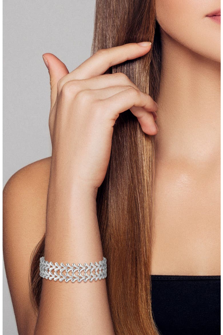 Double Row Weave Bracelet, Alternate, color, SILVER