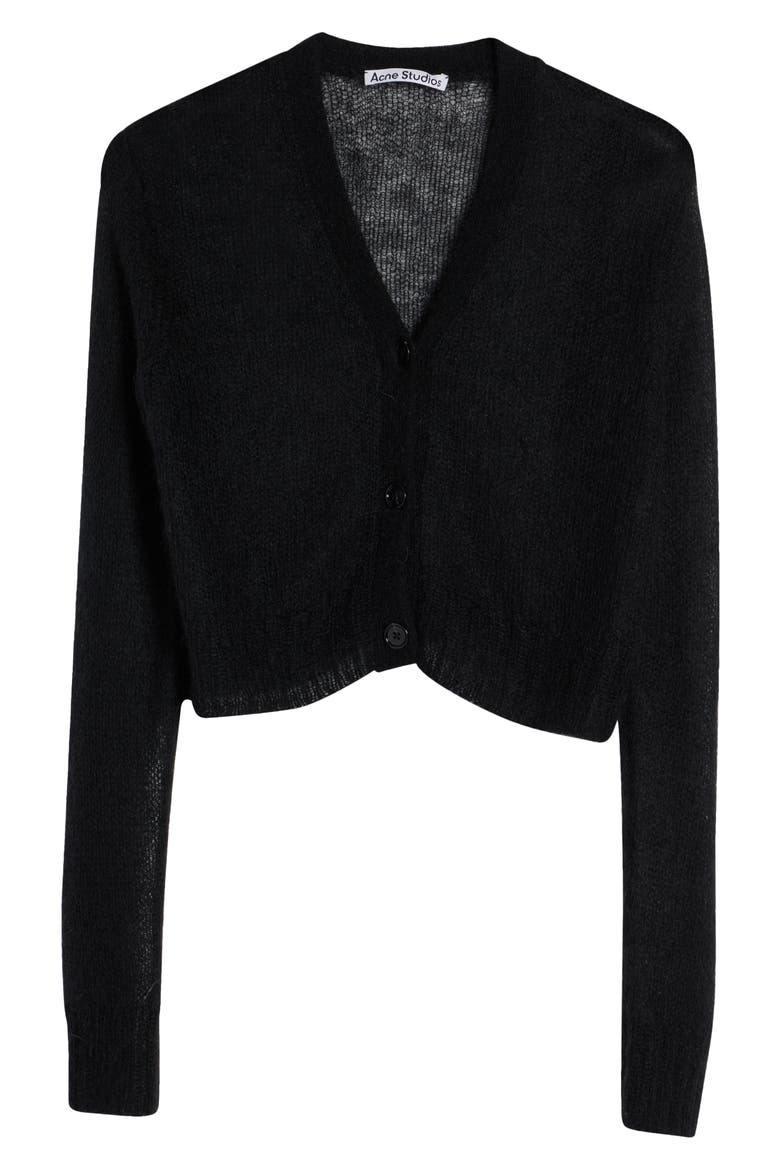 Kodilia Crop Mohair Blend Cardigan, Alternate, color, BLACK