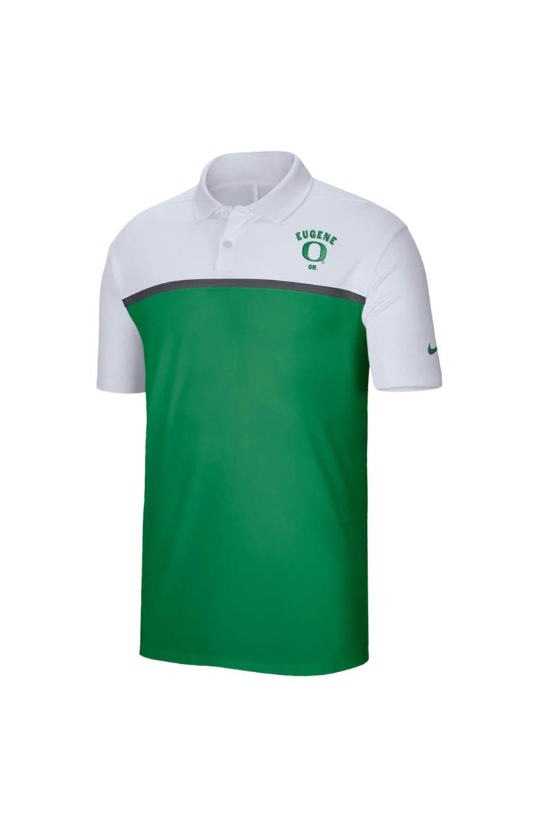 Nike Men's Nike White/Green Oregon Ducks Color Block Victory Performance Polo, Alternate, color, 