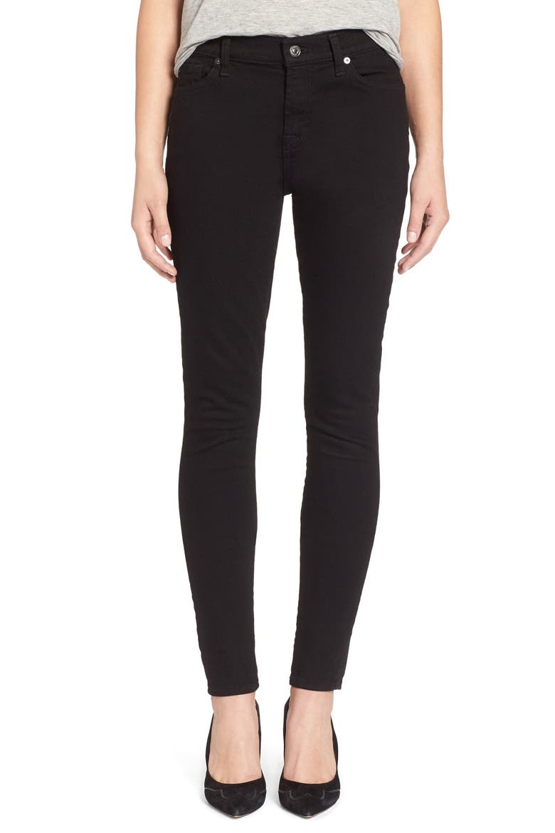 7 For All Mankind® Skinny Jeans, Main, color, BLACK
