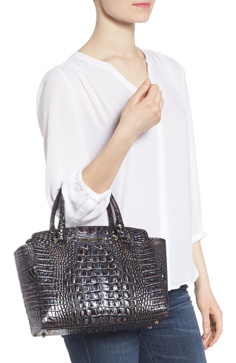 Brahmin Nadia Croc Embossed Leather Satchel, Alternate, color,