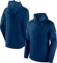 FANATICS Men's Fanatics Branded Heather Deep Sea Blue Seattle Kraken Authentic Pro Road Tech Full-Zip Hoodie Jacket