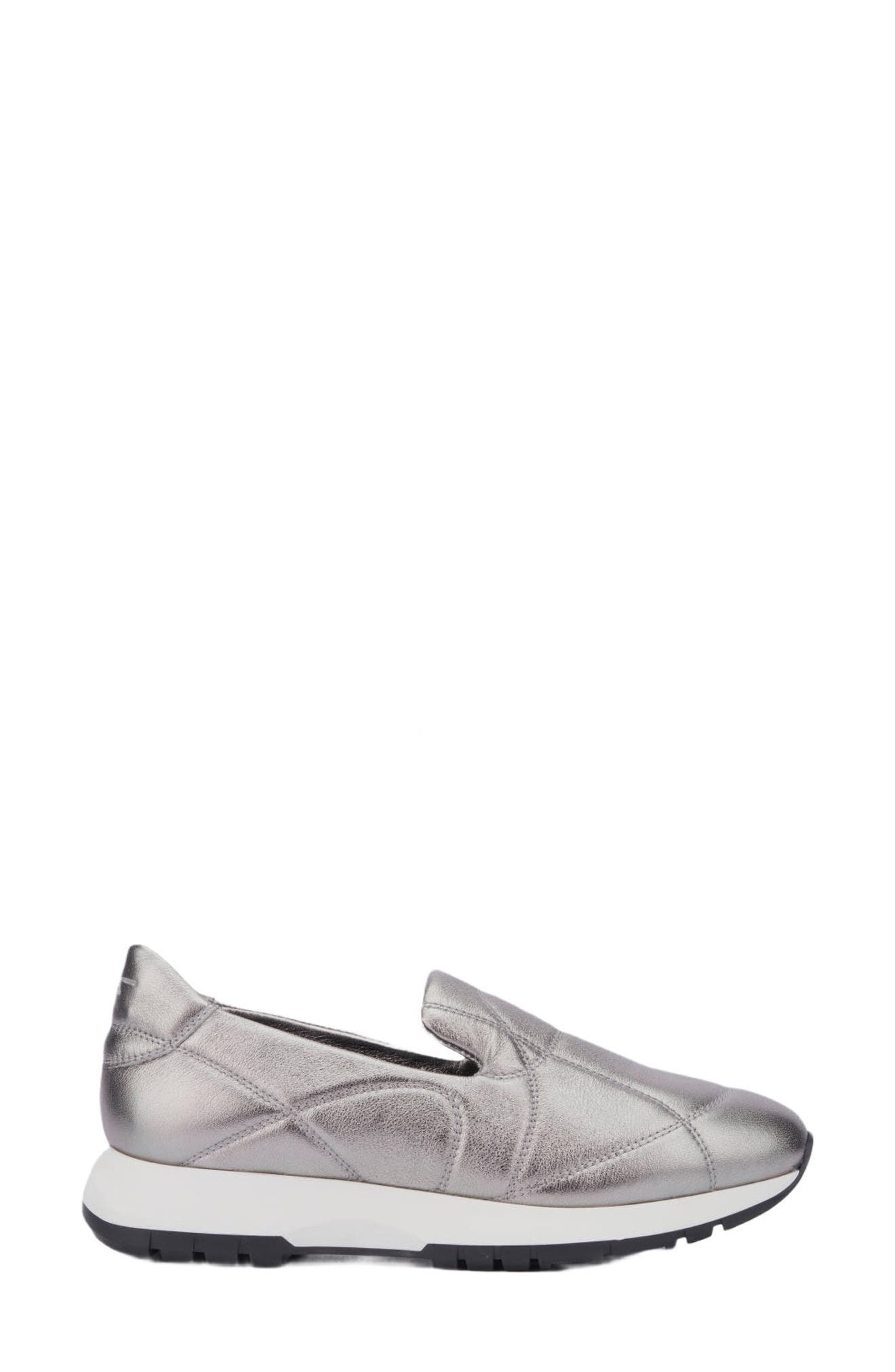 Aquatalia Katya Quilted Weatherproof Slip-On Sneaker, Alternate, color, Silver