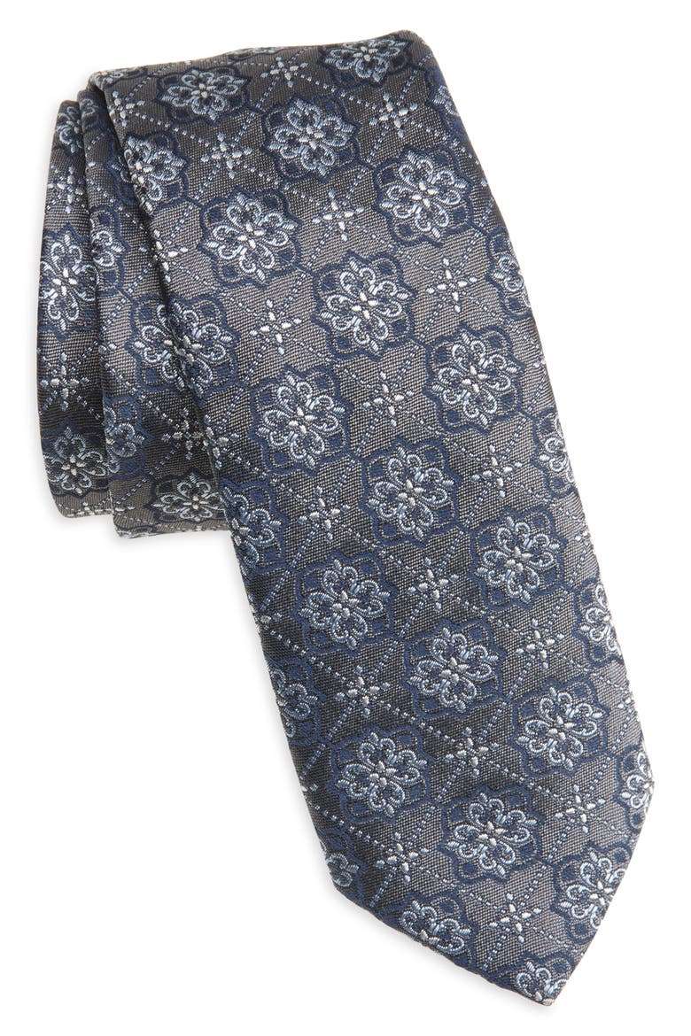 Cotton Jacquard Tie, Main, color, DK GY
