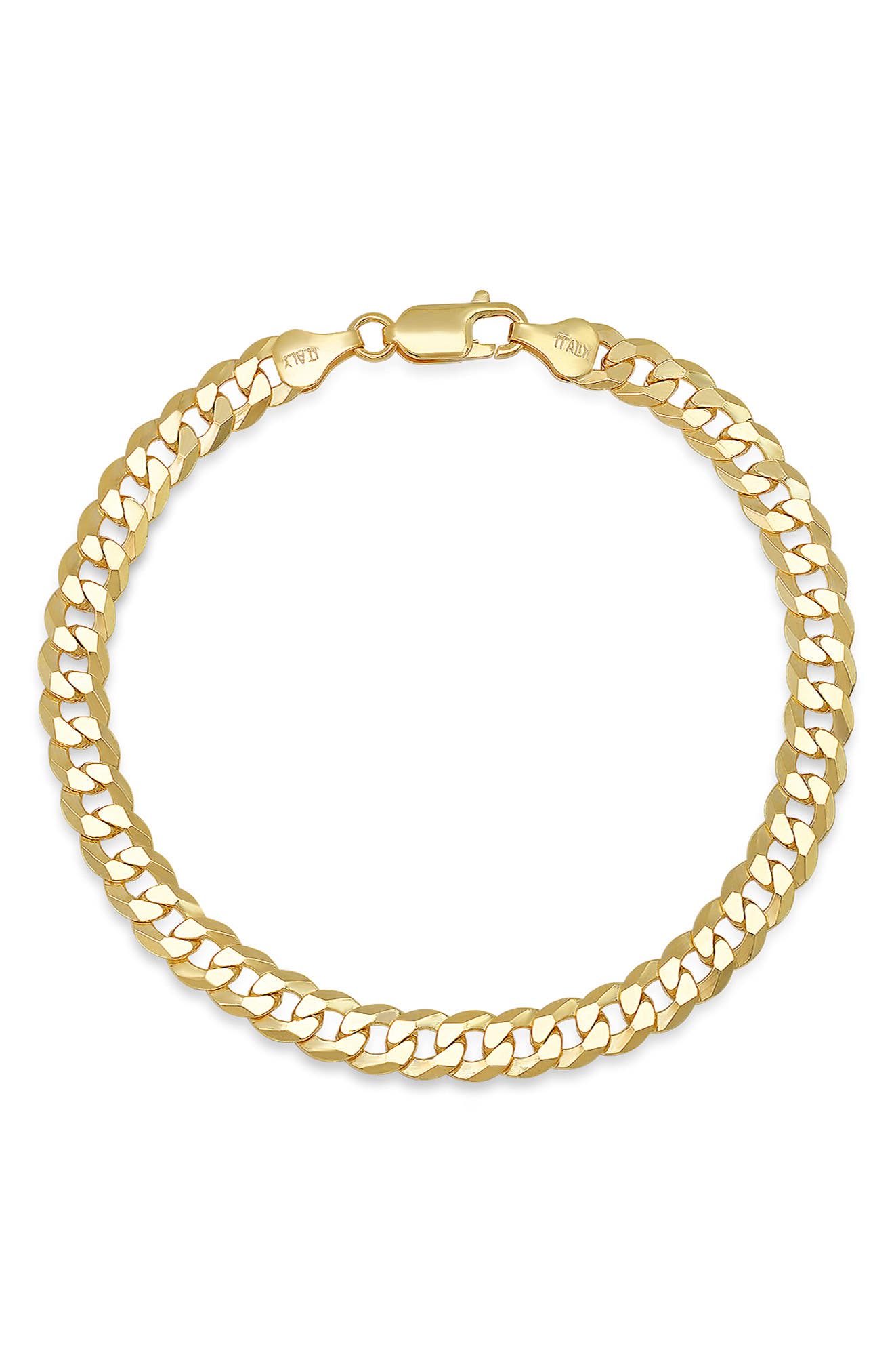 HMY JEWELRY 14K Gold Plate Sterling Silver Chain Bracelet