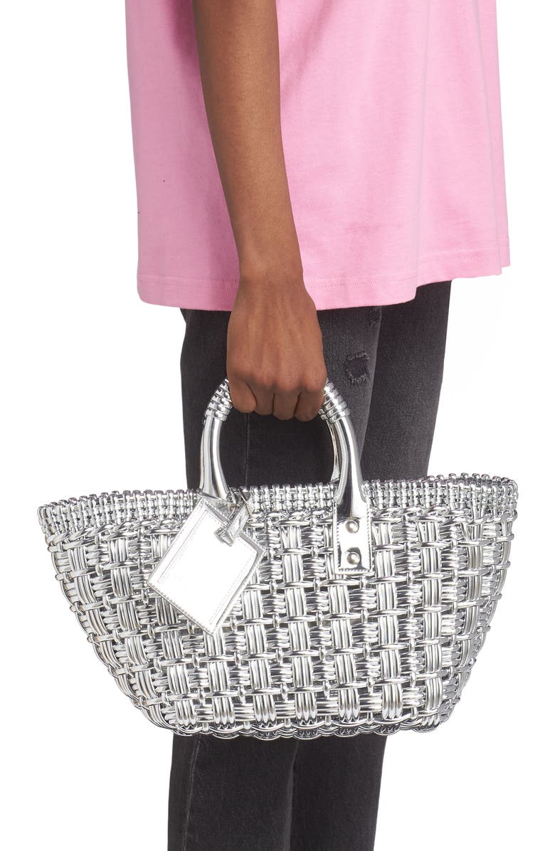 Balenciaga Extra Small Mirrored Bistro Basket Shoulder Bag, Alternate, color,