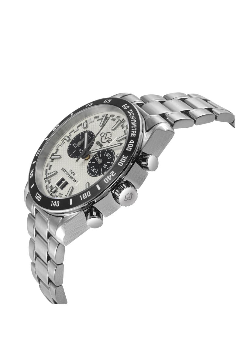 Freccia Stainless Steel Swiss Quartz Bracelet Watch, 42mm, Alternate, color, STAINLESS STEEL/ WHITE