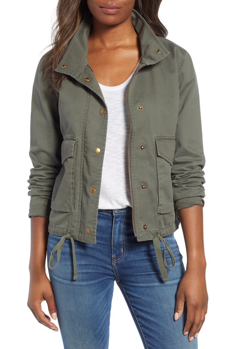 Front Pocket Utility Jacket, Main, color, GREEN BEETLE