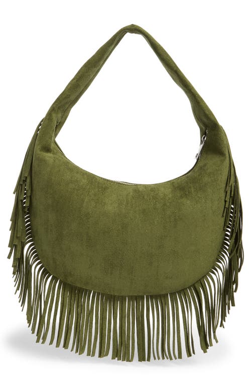 Collection Xiix Fringe Hobo Bag In Green