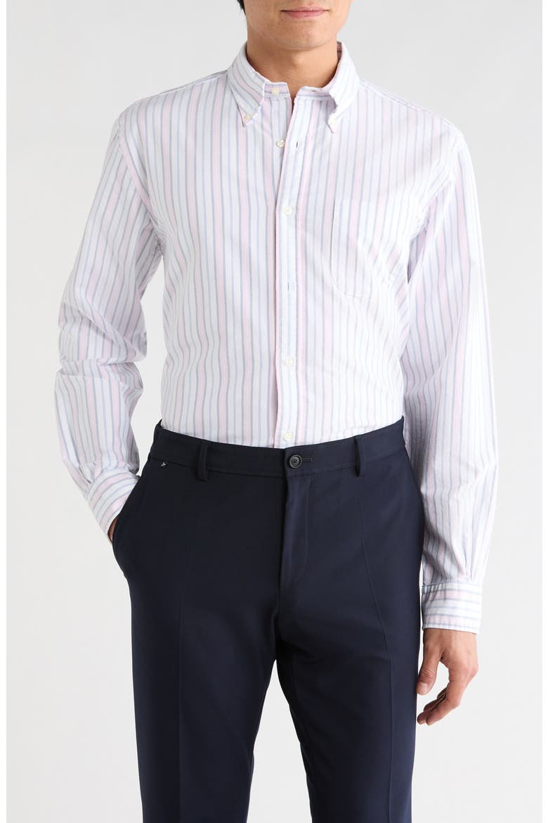 Sport Fit Stripe Button-Down Shirt, Main, color, PINK STRIPE