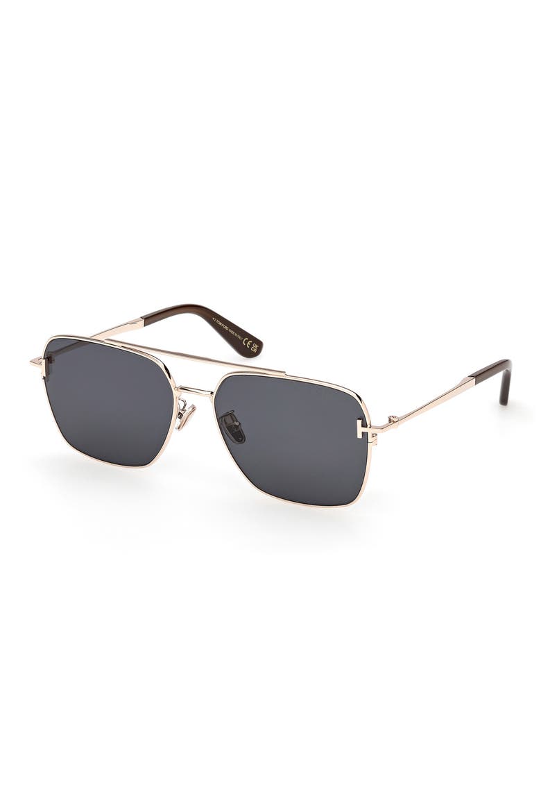 60mm Navigator Sunglasses, Alternate, color, SHINY ROSE GOLD / SMOKE LENS