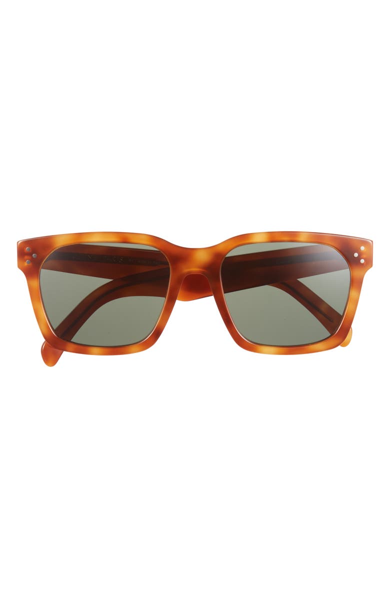 CELINE Bold 3 Dots 54mm Geometric Sunglasses, Main, color, Red Havana / Green