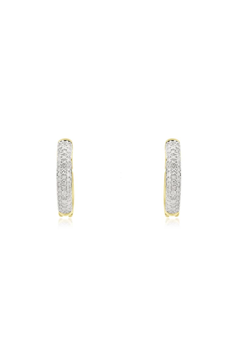 Three Row Diamond Hoop Earrings, Alternate, color, Yellow Gold