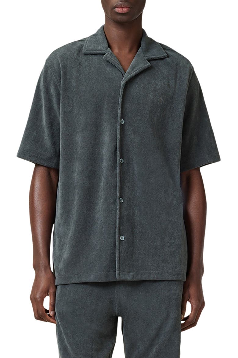 Felix Short Sleeve Toweling Camp Shirt, Main, color, PITCHED BLUE