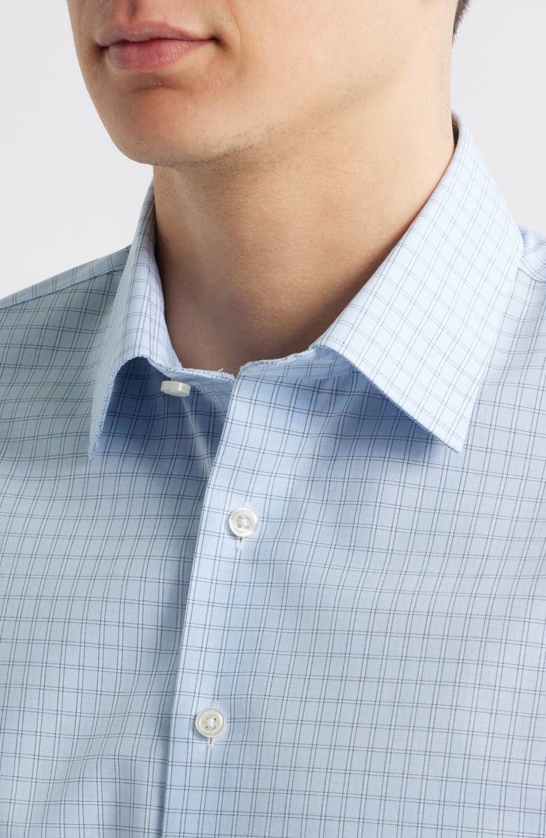 Nordstrom Extra Trim Fit Check Non-Iron Dress Shirt, Alternate, color, Blue Sabina Plaid
