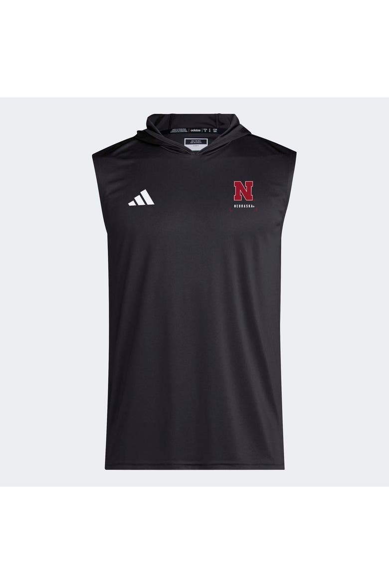 Men's adidas Black Nebraska Huskers D4T Sleeveless Hoodie, Main, color, Black