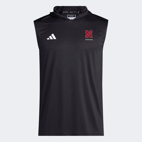 Men's adidas Black Nebraska Huskers D4T Sleeveless Hoodie