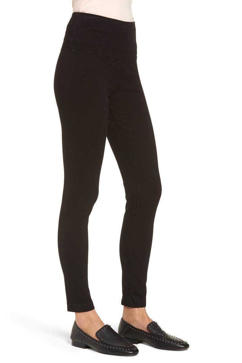 'Lyssentials High Waist Denim Leggings, Alternate, color, BLACK