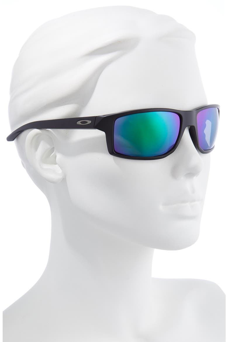 Gibston 61mm Wrap Sunglasses, Alternate, color, MATTE BLACK/ PRIZM JADE