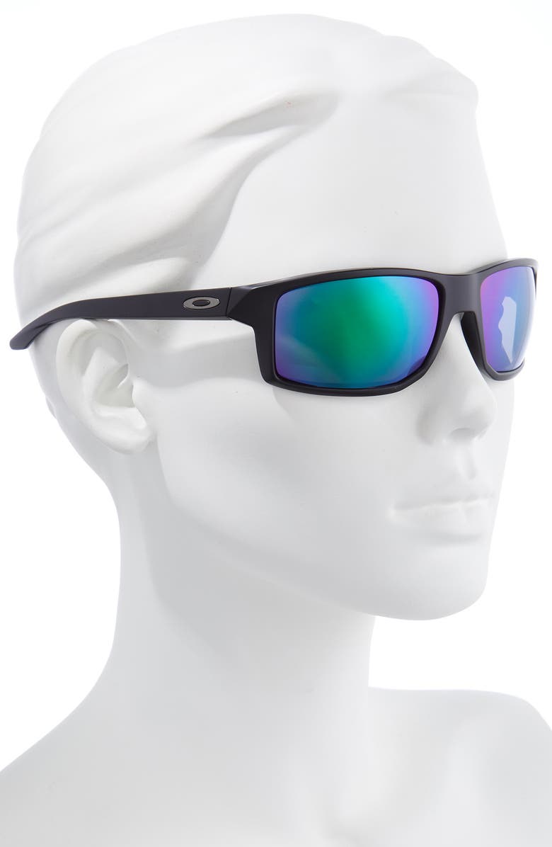 Oakley Gibston 61mm Wrap Sunglasses, Alternate, color, Matte Black/ Prizm Jade