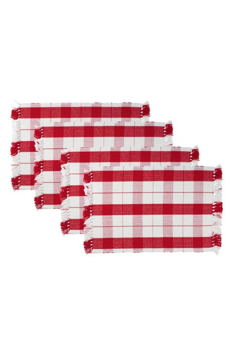Tinsel Plaid Fringe Set of 4 Placemats