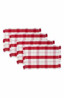 Design Imports Tinsel Plaid Fringe Set of 4 Placemats