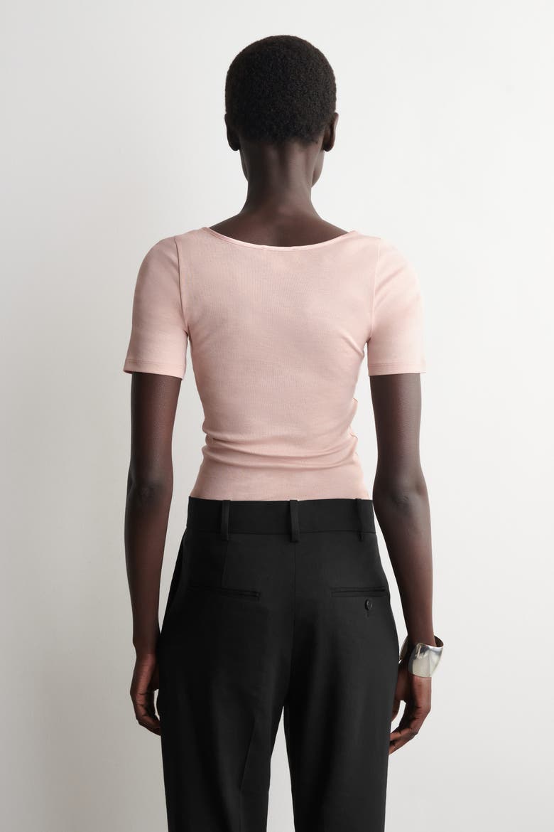Satin-Trimmed Cotton-Jersey T-Shirt, Alternate, color, PINK