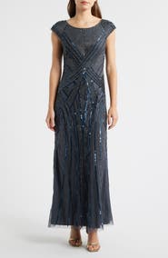 Pisarro Nights Embellished Cap Sleeve Gown