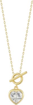 SPHERA MILANO 14K Yellow Gold Plated CZ Heart Pendant Necklace